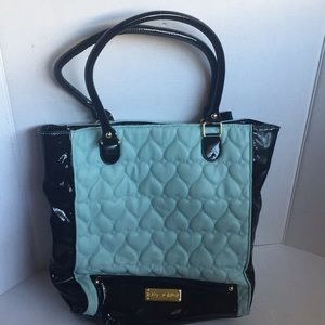Betsey Johnson Purse. Sky Blue Quilted Hearts.